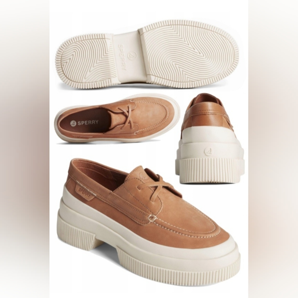 New Sperry womens Boat Platform Leather Shoes size 9
